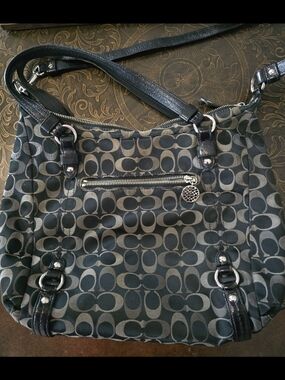 Vintage Coach Signature Alexandra Shoulder Satchel Tricolored Signature Monogram